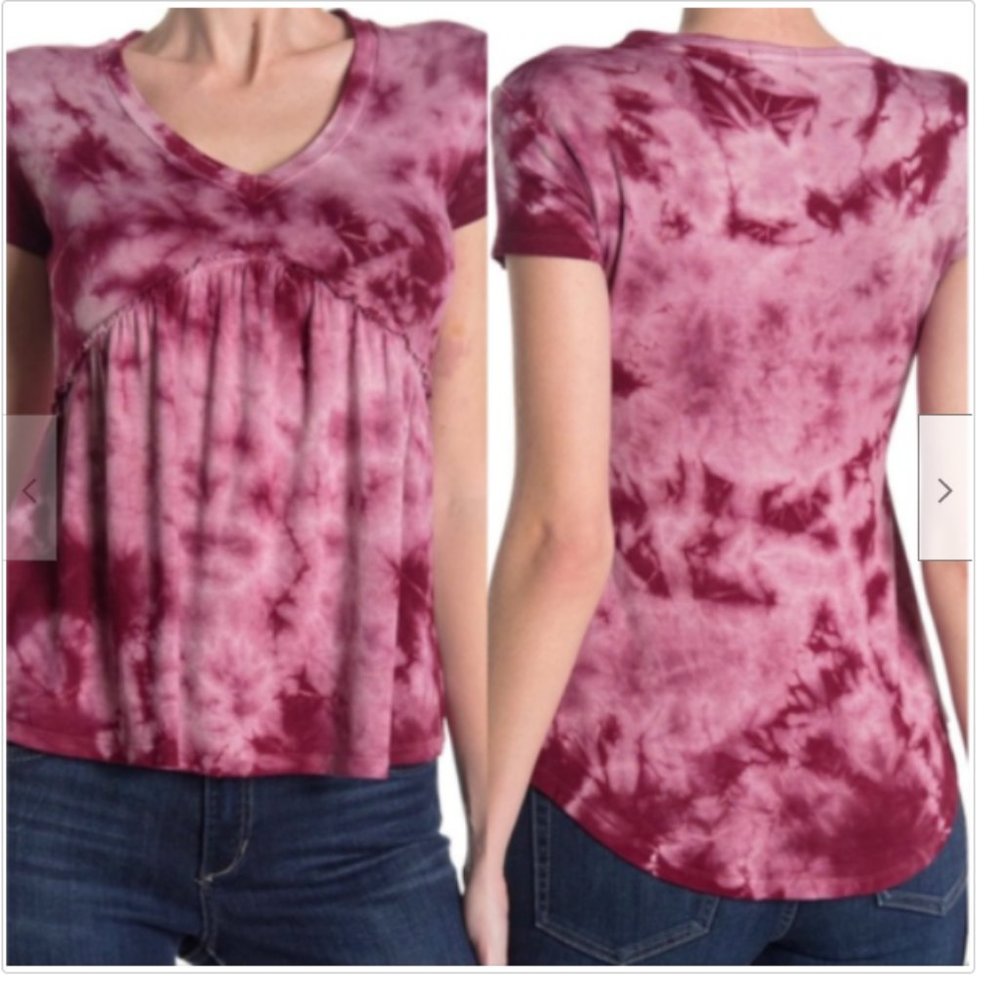 BAEA Women's Tie Dye Babydoll Shirt Purple M